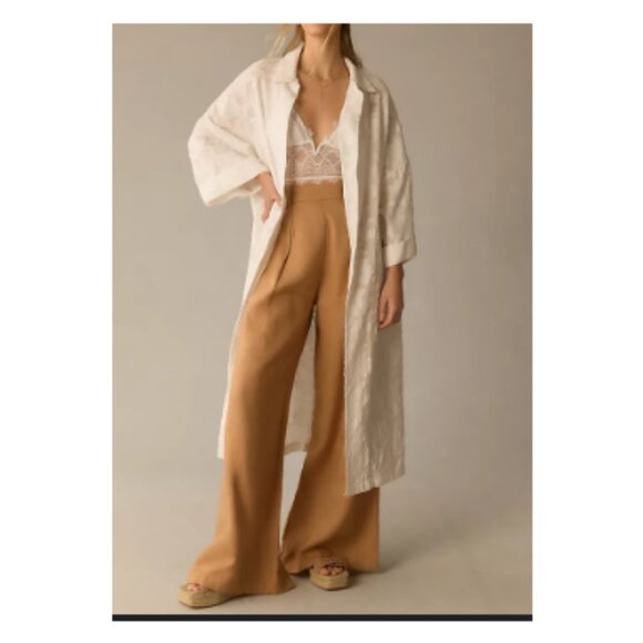 ANTHROPOLOGIE x RUMER LINEN PALAZZO PANTS WARM CAMEL SIZE L* ( MUST READ ) - Picture 12 of 13